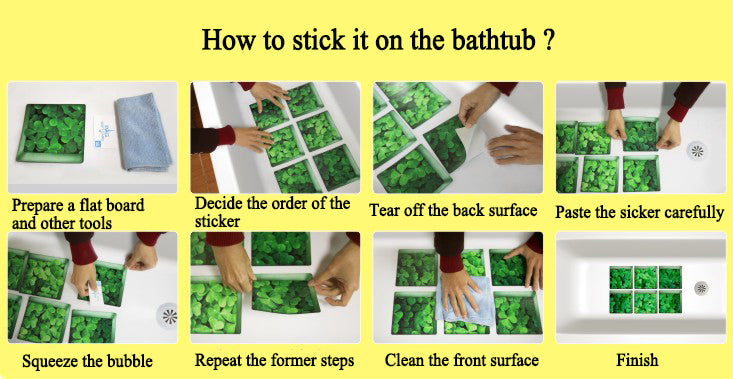 PAG 6pcs 13x13cm Butterfly Pattern 3D Anti Slip Waterproof Bathtub Sticker