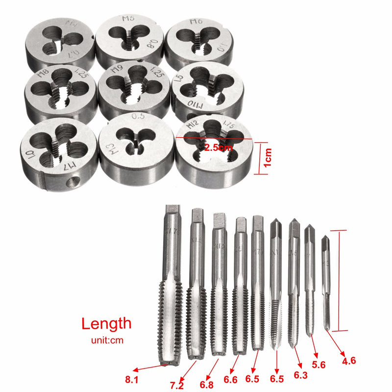 20pcs Metric Screw Tap Wrench and Die Pro Set M3-M12 Nut Bolt Alloy Metal Tool