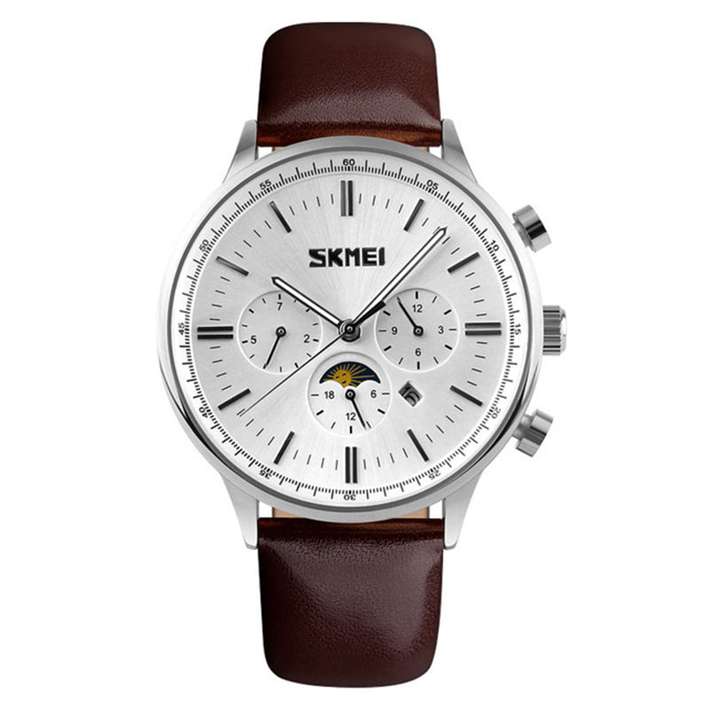 SKMEI 9117 Business Style Waterproof Men Wrist Watch Leather Strap Quartz Watches