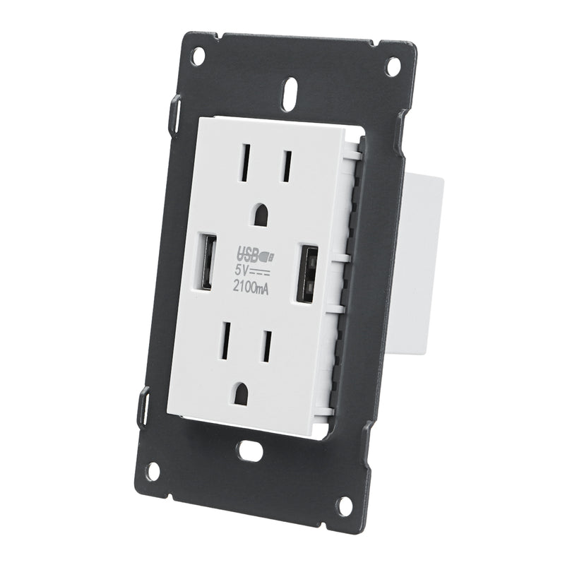 US Standard Dual USB Wall Socket Double 2.1A/3.6A Universal Plug Socket Port Power Adapter Outlet Tamper Resistant Duplex Receptacle
