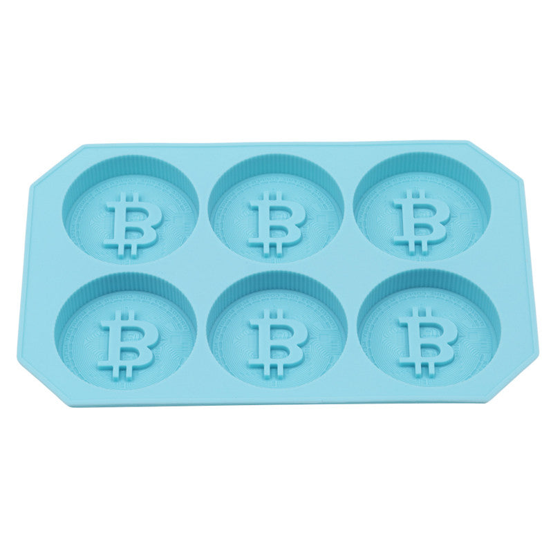 6 Grids Bitcoin Design Silicone Ice Cube Tray DIY Chocolate Cookies Biscuit Baking Ice Mold Maker