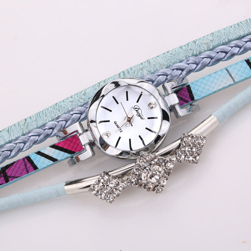 DUOYA D255 Flower Dial Show Fashionable Women Bracelet Watch Tourist Dress Retro Style Quartz Watch