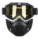 Detachable Modular Helmet Face Mask Shield Goggles Yellow Lens Motorcycle Bike