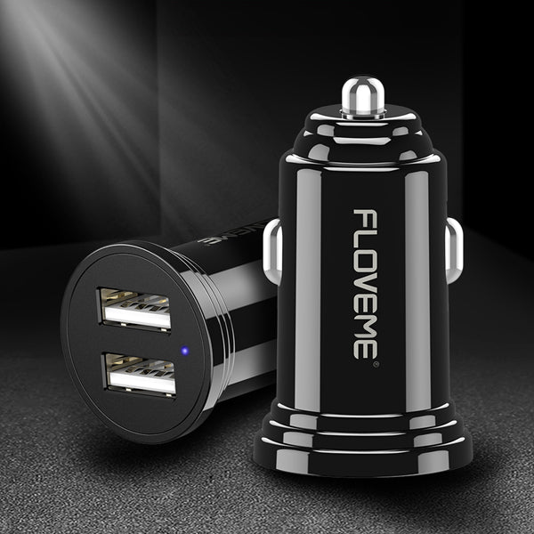 FLOVEME 2.4A Mini Dual USB Car Charger With LED Indicator For Smart Phone Tablet Camera