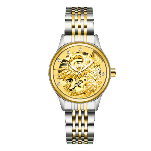 TEVISE 9006 3D Phoenix Dial Display Automatic Mechanical Watch Full Steel Waterproof Unisex Watch