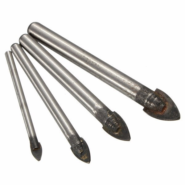 4pcs 4/6/8/10mm Spear Head Drill Bits Tungsten Carbide Tile Glass Drill Bit