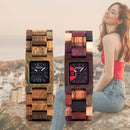 BOBO BIRD S02 25mm Small Square Dial Women Wrist Watch Wooden Quartz Watch