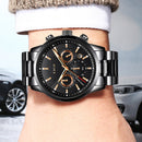 LIGE 9866 Chronograph Full Steel Band Men Wrist Watch Luminous Display Quartz Watch