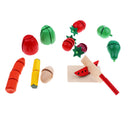 Kids Wooden Pretend Food Play Set, Kitchen Toy Food Fun Cutting Fruits and Veggies