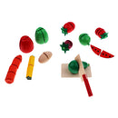 Kids Wooden Pretend Food Play Set, Kitchen Toy Food Fun Cutting Fruits and Veggies