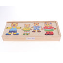 Wooden Jigsaw Puzzle Girls Educational Toys Bear Family Dress Up Games for Kids