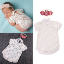 NewBorn Baby White Lace Romper Jumpsuit Headband 2PCS Set