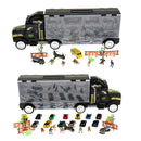 16Pcs 22 Inch Transport Carrier with Small Dinosaur Model Figures, Helicopter and Vehicles, Great Birthday Christmas Gift for Kids