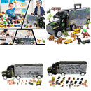 16Pcs 22 Inch Transport Carrier with Small Dinosaur Model Figures, Helicopter and Vehicles, Great Birthday Christmas Gift for Kids