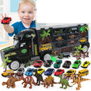 28Pcs 22 Inch Transport Carrier with Small Dinosaur Model Figures, Helicopter and Vehicles, Great Birthday Christmas Gift for Kids