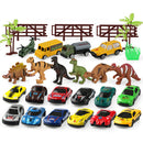 28Pcs 22 Inch Transport Carrier with Small Dinosaur Model Figures, Helicopter and Vehicles, Great Birthday Christmas Gift for Kids