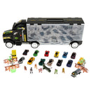 28Pcs 22 Inch Transport Carrier with Small Dinosaur Model Figures, Helicopter and Vehicles, Great Birthday Christmas Gift for Kids