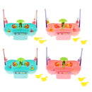 Kids Baby Electronic Add Water Circulating Fishing Game Toy Set with Music & Sound Swimming Pool Toy - 6 Ducks Blue