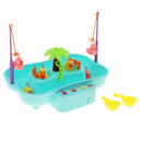 Kids Baby Electronic Add Water Circulating Fishing Game Toy Set with Music & Sound Swimming Pool Toy - 6 Ducks Blue