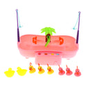 Kids Baby Electronic Add Water Circulating Fishing Game Toy Set with Music & Sound Swimming Pool Toy - 6 Ducks Pink