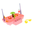 Kids Baby Electronic Add Water Circulating Fishing Game Toy Set with Music & Sound Swimming Pool Toy - 6 Ducks Pink
