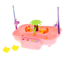 Kids Baby Electronic Add Water Circulating Fishing Game Toy Set with Music & Sound Swimming Pool Toy - 3 Duck + 3 Fish Pink