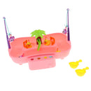 Kids Baby Electronic Add Water Circulating Fishing Game Toy Set with Music & Sound Swimming Pool Toy - 3 Duck + 3 Fish Pink
