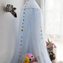 Princess Bed Canopy Mosquito Net for Round Dome Castle Play Tent, Yarn Curtain Crib Netting Hanging Home Decor - Blue