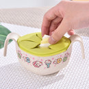 Kids Bowls Cover/ Straws Set for Baby feeding?Non Toxic & Safe Toddler Snack Bowls, Eco-Friendly Tableware for Baby Toddler Kids Bamboo Fiber Dishes
