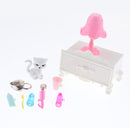 Plastic Dolls House Miniature Bedroom Furniture Kids Role Play Toy Xmas Gift