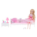 Plastic Dolls House Miniature Bedroom Furniture Kids Role Play Toy Xmas Gift