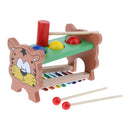 Tiger Wooden 8 Notes Xylophone Knock Piano & Ball Hammering 2-in-1 Play Activity Musical Percussion Instrument Toy for Kids Early Learning