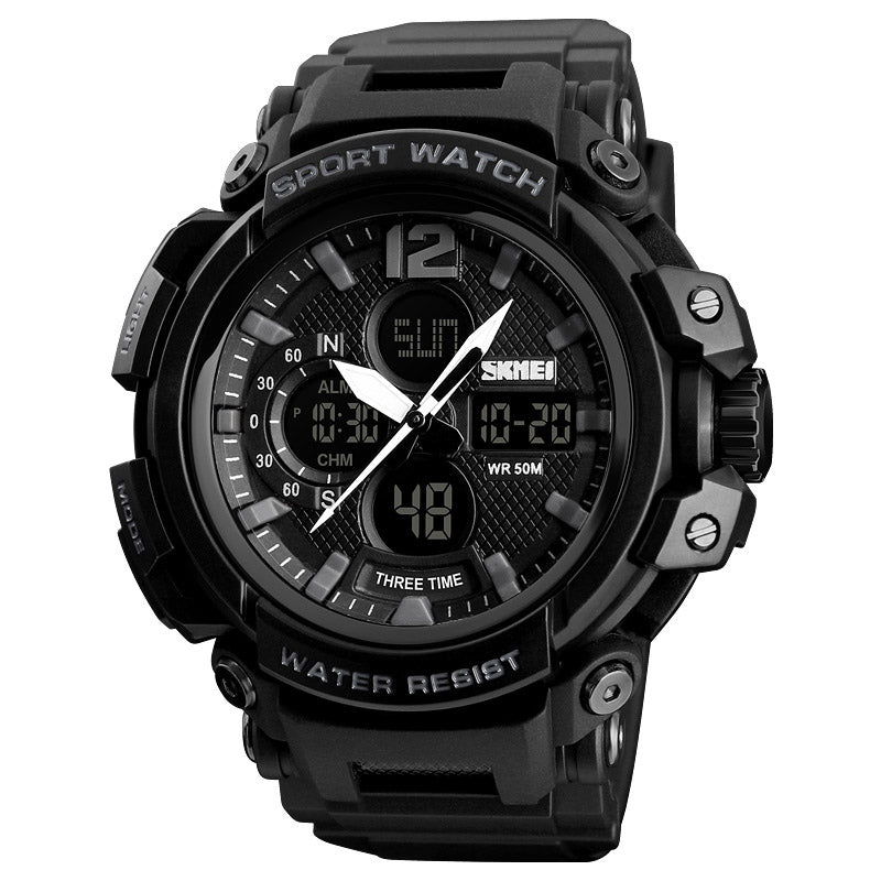 SKMEI 1343 Digital Watch Dual Display Chronograph 3 Time Waterproof Alarm Digital Quartz Wrist Watch