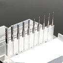 Drillpro DB-M3 10pcs 1.3mm-3.175mm Carbide End Mill Engraving Bits for CNC PCB Rotary Burrs