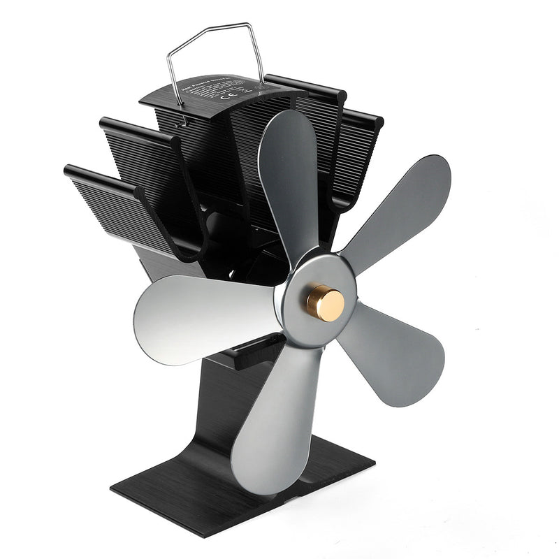 5 Blade Heat Self-Powered Wood Stove Fan Top Log Burner Fireplace Silent Ecofan