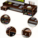 4 Colors 2 Tiers Multi-function Desktop Wooden Computer Monitor Riser Stand Laptop Screen Riser Wood Shelf Keyboard Desk Storage Rack