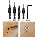 4pcs 6#/8#/10#/12# Hex Shank Carpentry Countersink Drill Bit Set with Wrench Woodworking Tool