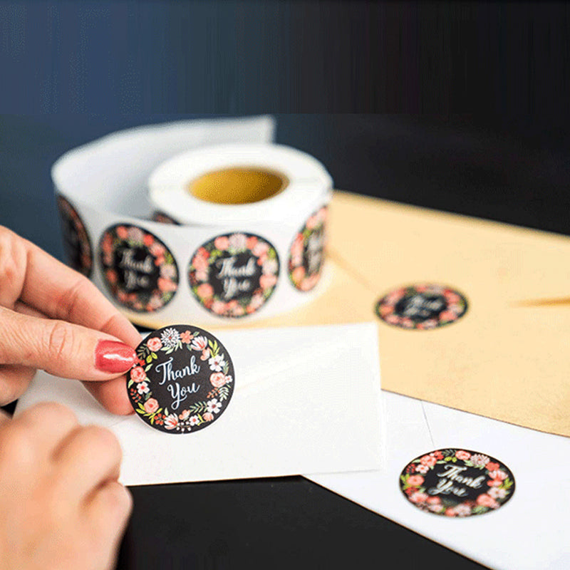 500Pcs/Set Round Thank You Stickers Paper Envelope Packaging Gift Label Roll Tape