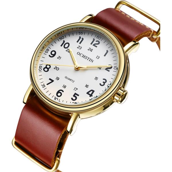 OCHSTIN 1249 Men Quartz Watch Casual Leather Strap Business Watch