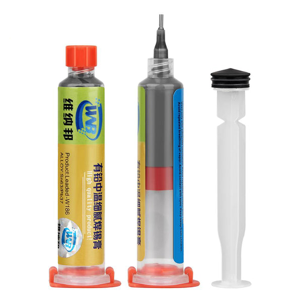 WNB 10cc Syringe Liquid Flux Solder Paste Leaded Stencil Welding Tool Low Temperature Melting Point 183 Tin Solder Paste