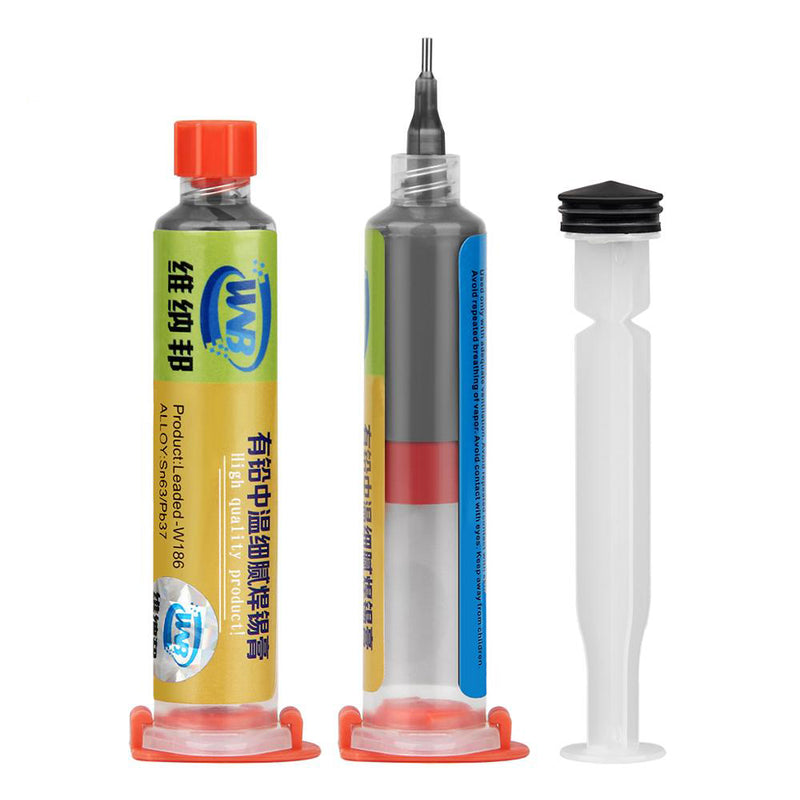 WNB 10cc Syringe Liquid Flux Solder Paste Leaded Stencil Welding Tool Low Temperature Melting Point 183 Tin Solder Paste