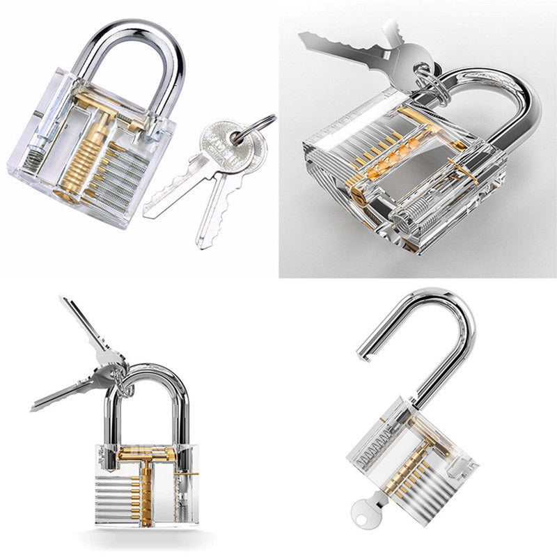 26PCS Locksmith Tools Practice Transparent Lock Kit With Broken Key Extractor Wrench Tool Removing Hooks Hardware Lock Picks