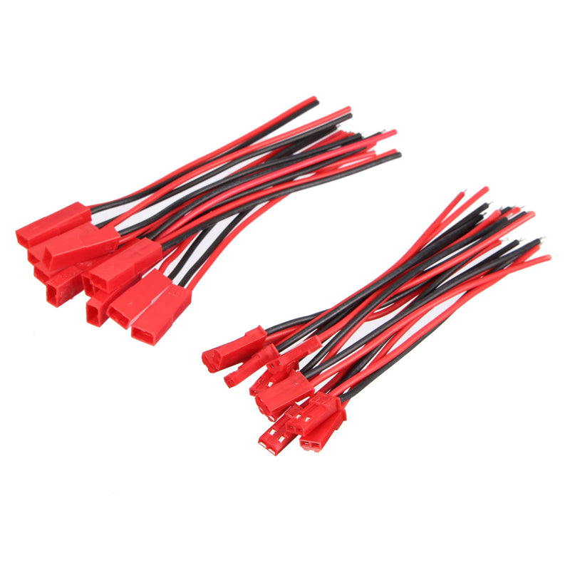Excellway 20pcs 2 Pins JST Male Connector Plug Cable Wire Line 110mm 22AWG