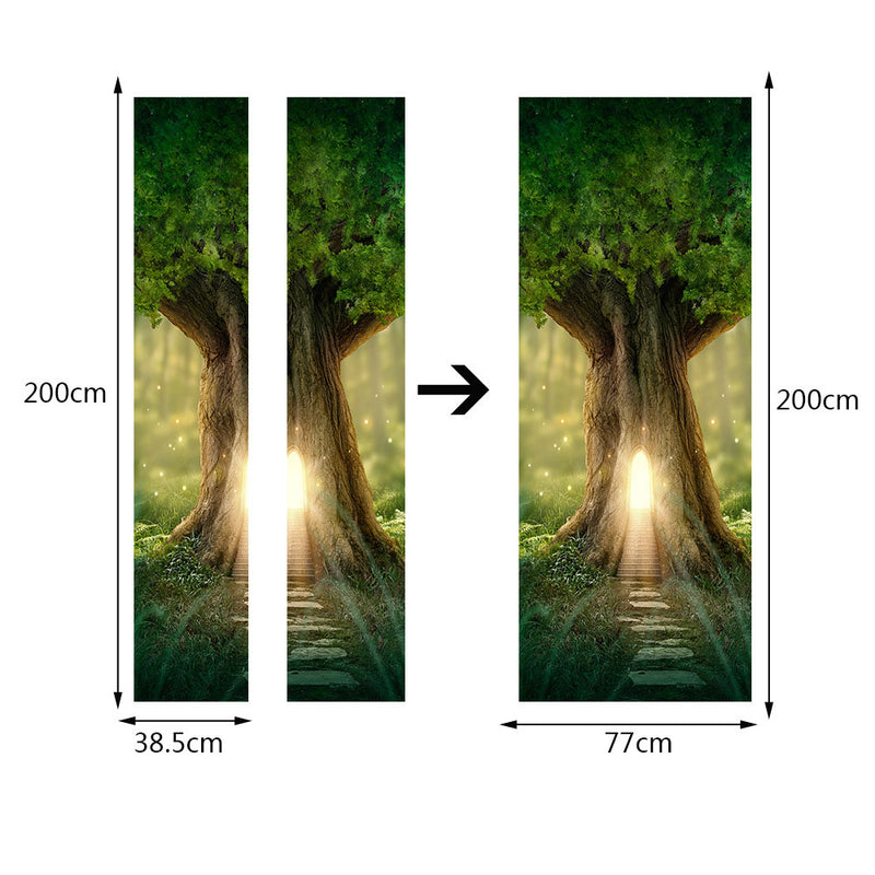 3D Tree Hole Door Sticker Mural PVC Waterproof Decals Home Wall Decorations