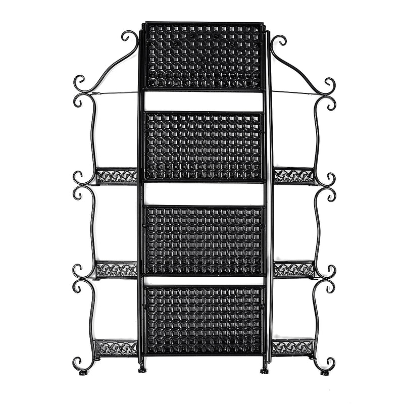 Black 4 Tier Standing Shelves Shelving Unit Kitchen Storage Rack