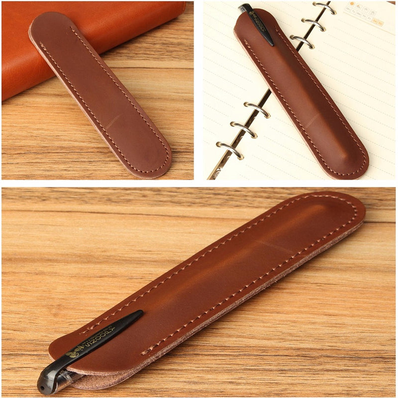 6.1 inch x 1.45 inch Retro Leather Fountain Pen Case Cover Pencil Holder Sleeve Case Pouch