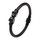 Retro Gold Men's Skull Bangle Bracelet Multicolor Leather Chain Bracelets
