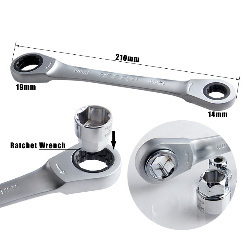 R'DEER Socket Wrench Set Universal Ratchet Wrench Double End Socket Adapter