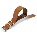 18/20/22mm Kraft Layer Leather Watch Strap Stainless Steel Rings Watch Band