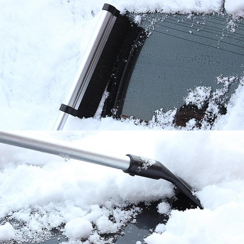 2 In 1 Aluminum Alloy Telescopic Folding Snow Removal Shovel Brush Ice Scraper Car Vehicle Tool Kit